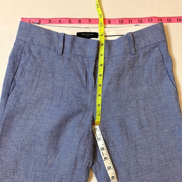 Ann Taylor Chambray Linen Straight Pants 0P - Picture 8 of 11